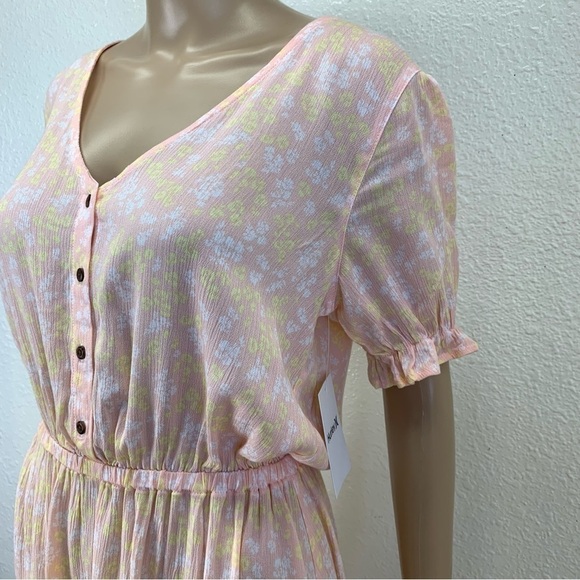HURLEY Peasant mini Dress liberty floral Tropical Peach cottagecore pastels - Picture 7 of 11